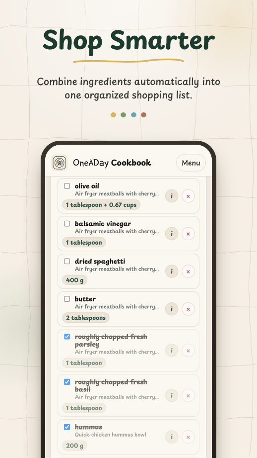 Swipe through recipes and choose together